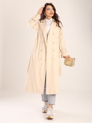 Krem Tasarım Kadın Oversize Trençkot