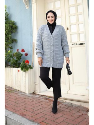 Düğmeli Örme Triko Hırka