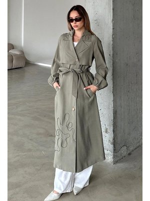 Haki Reglan Kol İşleme Detaylı Astarsız Modal Kap Haki Reglan Kol İşleme Detaylı Astarsız Modal Kap
