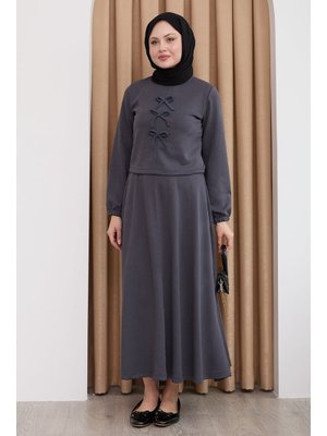 Modal Kurdele Detay Etekli Antrasit Takım