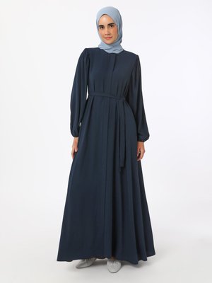 Lacivert Kolları Büzgülü Medine İpeği Ferace