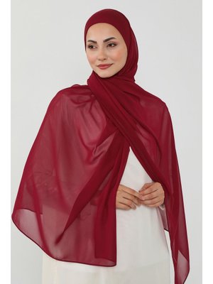 Bordo Penye İç Boneli Pratik Şifon Şal,ps
