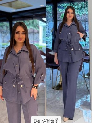 Büyük Beden Beli Lastik Detaylı Pantolon Mavi