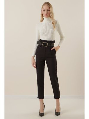 Siyah Kemerli Kumaş Pantolon Siyah Kemerli Kumaş Pantolon