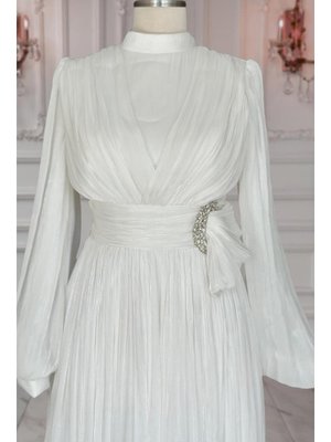 Ekru Feray Abiye Elbise