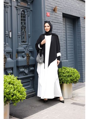 Beyaz Almila Medine İpeği Elbise & Kimono