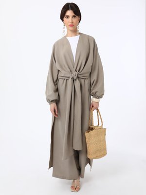 Vizon Yumuşak Tuşeli Bağlama Detaylı Kap Pantolon İkili Takım