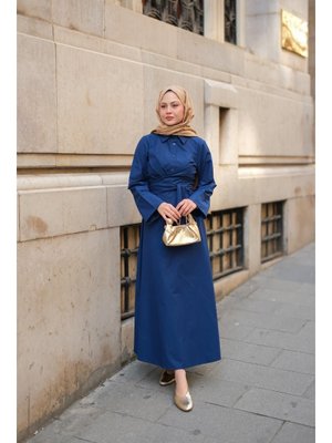 Lacivert Önden Bağlamalı Elbise Lacivert Önden Bağlamalı Elbise