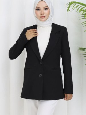 Siyah Tek Düğmeli Blazer Ceket Siyah Tek Düğmeli Blazer Ceket