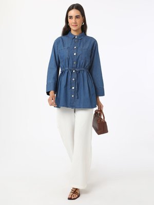 Mavi Denim Düğme Detaylı Tunik