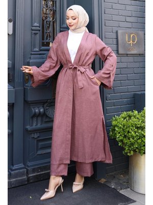 Gül Kurusu Apolet Detaylı Kimono Takım Gül Kurusu Apolet Detaylı Kimono Takım