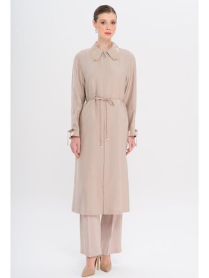 Yakası Boncuk Kolu Büzgü Detaylı Astarsız Modal Kap Taş Yakası Boncuk Kolu Büzgü Detaylı Astarsız Modal Kap Taş