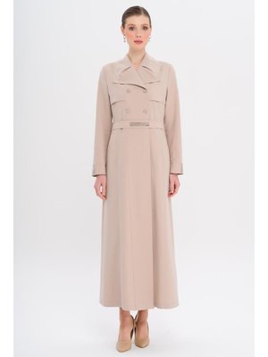 Bej Mendil Yaka Taş Ve Boncuk Detaylı Astarlı Pardesü Bej Mendil Yaka Taş Ve Boncuk Detaylı Astarlı Pardesü