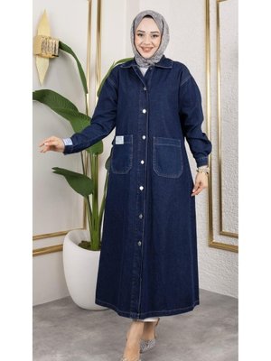 Düğmeli Uzun Kot Kap