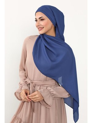 İndigo Önü Pileli Tasarım Krep Pratik Şal,ps