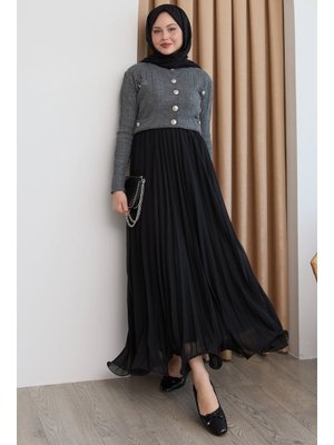 Dökümlü Kıvrımlı Siyah Şifon Etek Dökümlü Kıvrımlı Siyah Şifon Etek