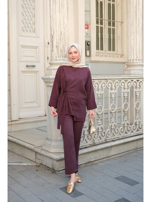 Mürdüm Yandan Bağlamalı Armani Modal Takım Mürdüm Yandan Bağlamalı Armani Modal Takım