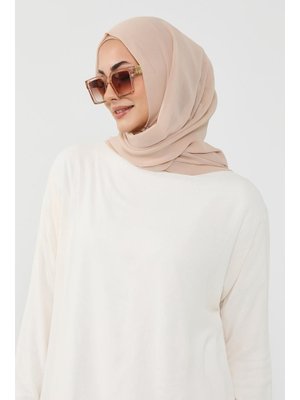 Açık Vizon Penye İç Boneli Pratik Şifon Şal,ps