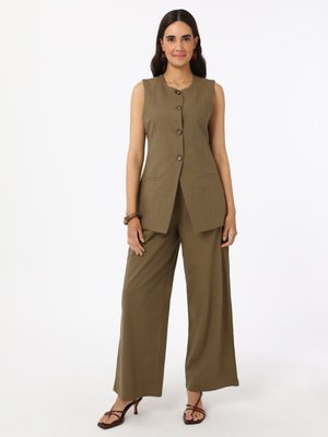 Haki Keten Yelek Pantolon İkili Takım