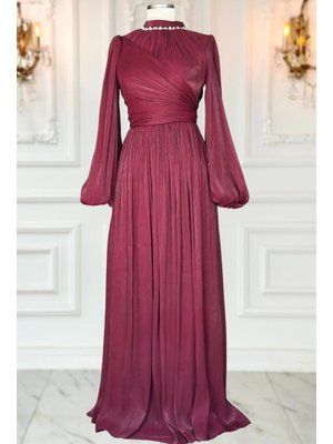 Bordo Pelin Abiye Elbise Bordo Pelin Abiye Elbise