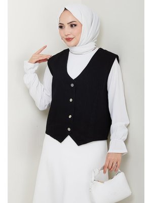 Siyah Asyel Kot Yelek