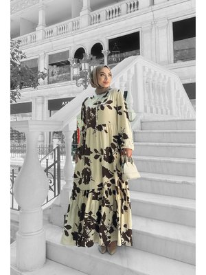 Kahverengi Avşa Desenli̇ Elbi̇se