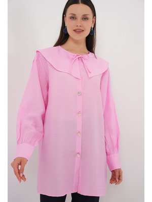 Pembe Bebe Yaka Uzun Tunik Pembe Bebe Yaka Uzun Tunik