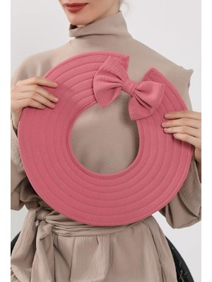 4a Koyu Pembe Türban Üzeri Aerobin Pratik Tak Çık Fiyonklu Şapka,sp 4a,sp