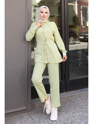 Mint Yeşili Ribana Detaylı Takım