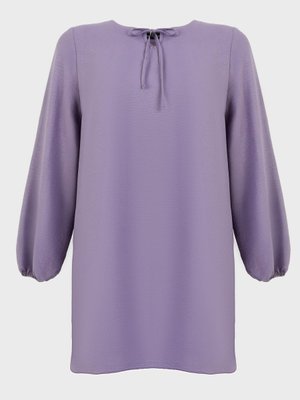 Mor Yakası Biye Bağlama Detaylı Büyük Beden Tunik