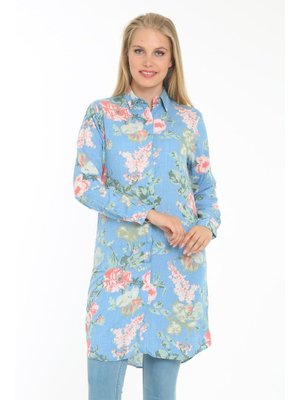 Arıkan Desenli Pamuk Kumaş Tunik Çok Renkli