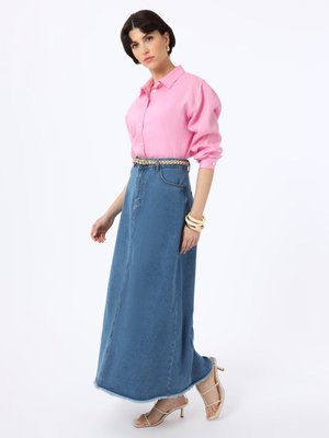 Mavi Cep Detaylı Denim Etek Mavi Cep Detaylı Denim Etek