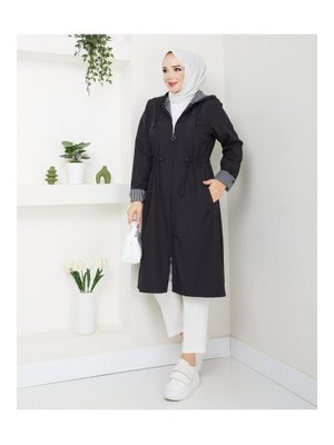 Kısa Fermuarlı Bondit Trençkot