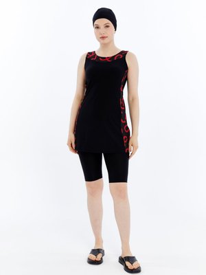 Havuz Mayosu Siyah Kırmızı