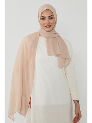 Açık Vizon Penye İç Boneli Pratik Şifon Şal,ps