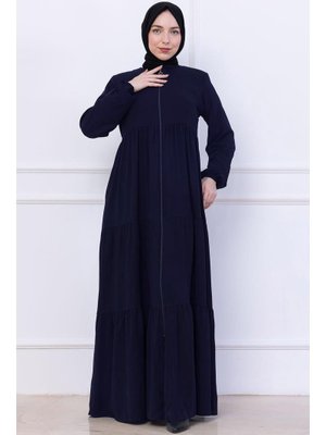 Lacivert Kat Kat Büzgülü Ferace Lacivert Kat Kat Büzgülü Ferace