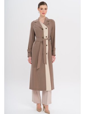 Garni Detaylı Kruvaze Astarsız Modal Trençkot A.kahve