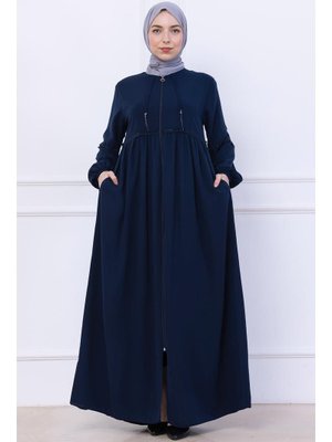 Lacivert Büzgülü Taşlı Ferace Lacivert Büzgülü Taşlı Ferace