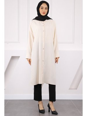 Bej Çizgili Yırtmaçlı Tunik Bej Çizgili Yırtmaçlı Tunik