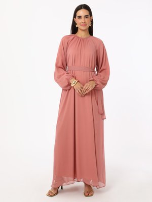 Gül Kurusu Bağlama Detaylı Şifon Elbise