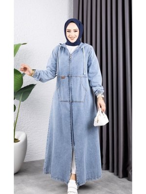 Fermuarlı Cepli Kar Yıkamalı Kot Kap Fermuarlı Cepli Kar Yıkamalı Kot Kap