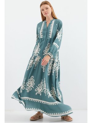 F.mint Otantik Desenli Elbise F.mint Otantik Desenli Elbise