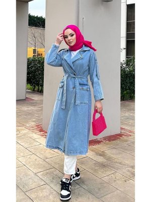 Düğmeli Kot Trençkot