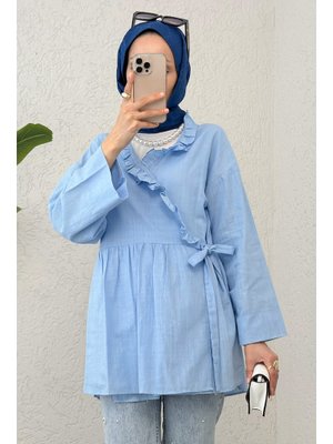 Bebe Mavisi Yandan Bağlamalı Tunik
