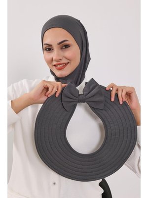 Antrasit Türban Üzeri Penye Pratik Tak Çık Fiyonklu Şapka,sp 4,sp Antrasit Türban Üzeri Penye Pratik Tak Çık Fiyonklu Şapka,sp 4,sp
