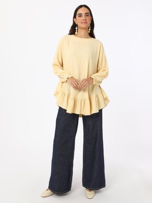 Limon Sarısı Volan Detaylı Tunik Limon Sarısı Volan Detaylı Tunik