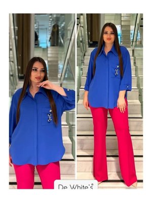 Mavi Büyük Beden Cep Kapağı Aksesuarlı Gömlek