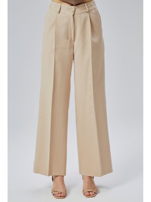 Bej Beli Lastikli Yazlık Pantolon