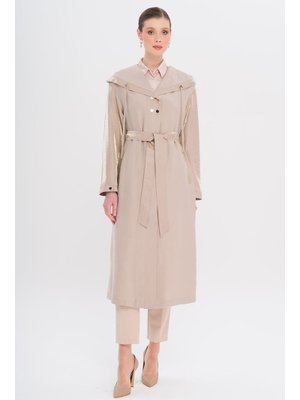 Kapüşonlu Çıt Detaylı Astarsız Kap Taş Kapüşonlu Çıt Detaylı Astarsız Kap Taş