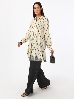 Viskon Baskılı Tunik Siyah Beyaz